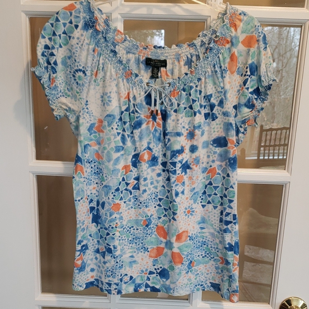 Ralph Lauren -Blue and Orange Mosaic Top Size: M